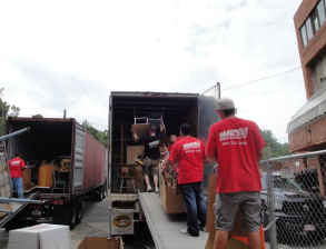 Newton, MA - The IRN team loaded up 18 shipping containers of school FFE for reuse in just three days.